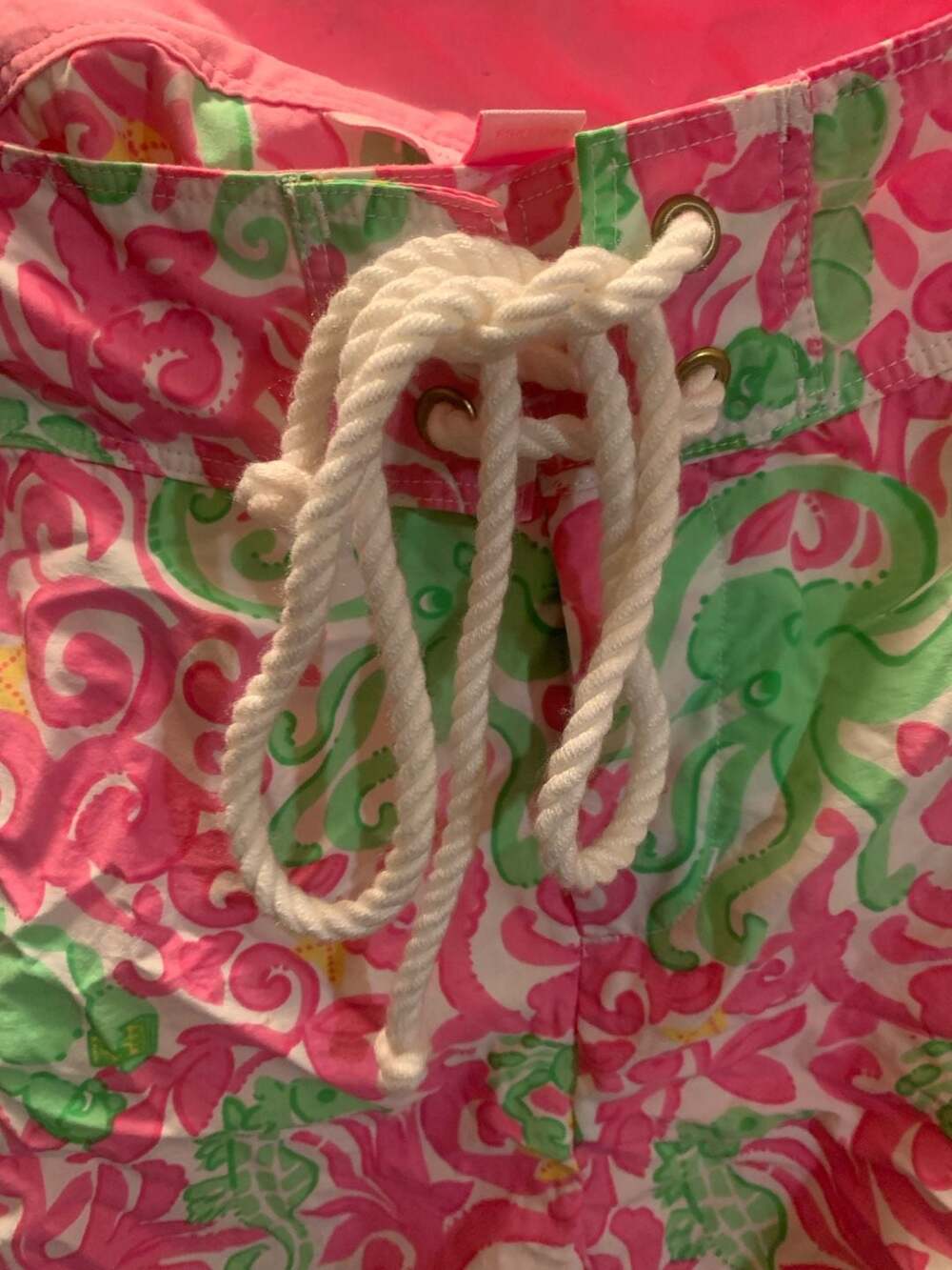 Lilly Pulitzer Pink and Green Sea Life Print Rope-Tie Swim Shorts - Picture 2 of 4